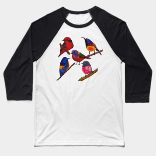 Colorful Birds Baseball T-Shirt